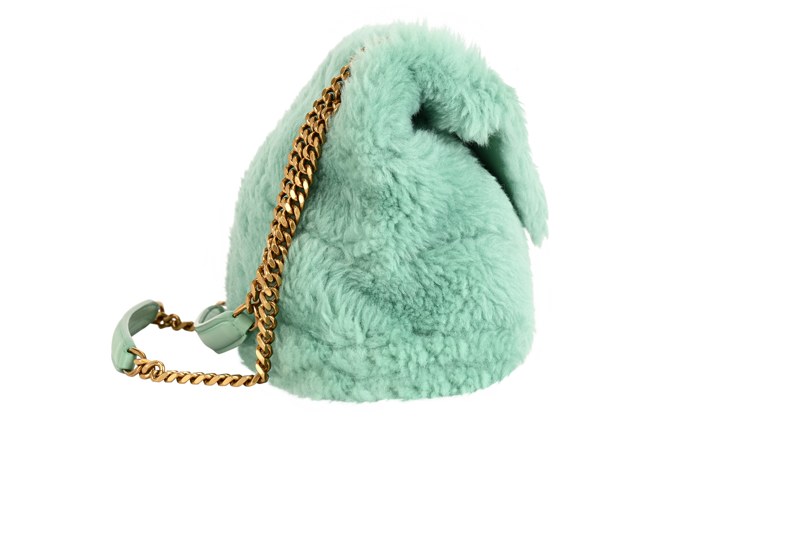 Small LouLou Puffer Shearling, &pound;795, Handbags, Green, Leather/Shearling, Side view